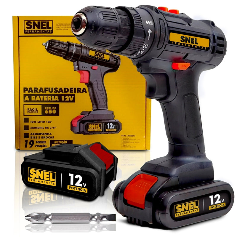 Parafusadeira 12V Bateria Quadrada Sn25 Snel Ferramentas