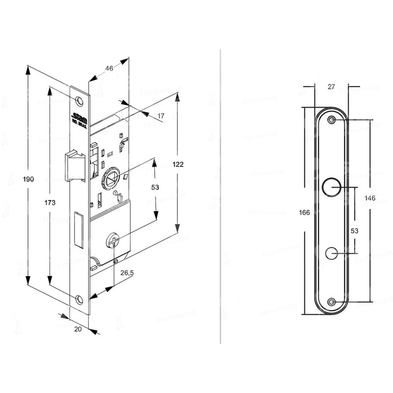 Fechadura Stam 501-502/03 Inox Ext Gorje