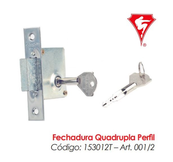 Fechadura Quadrupla Auxiliar Polyforte 30mm Perfil