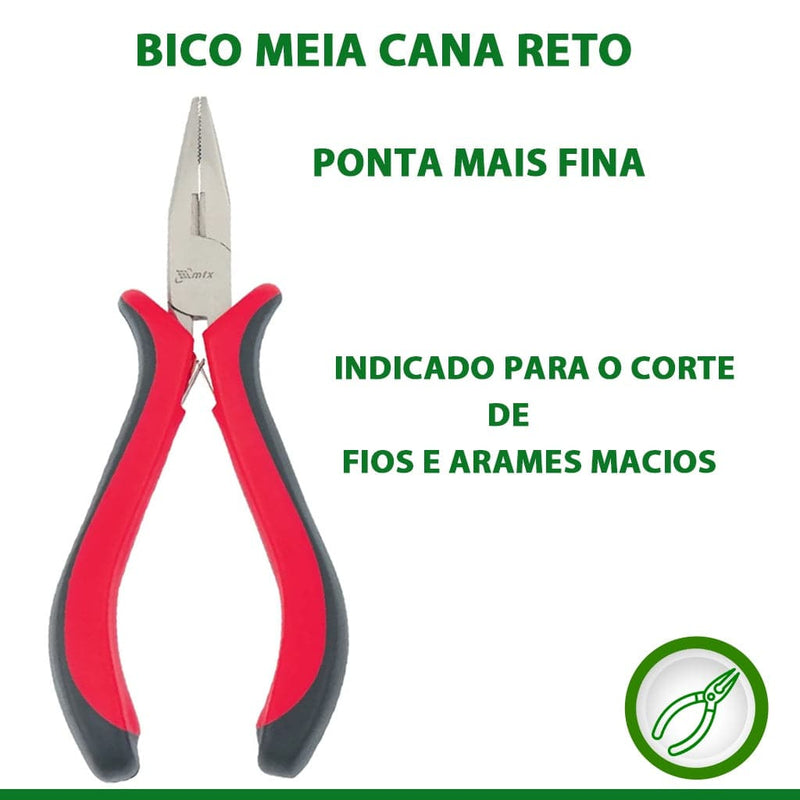 MINI ALICATE BICO MEIA CANA RETO 5" 130MM NIQUELADO MTX