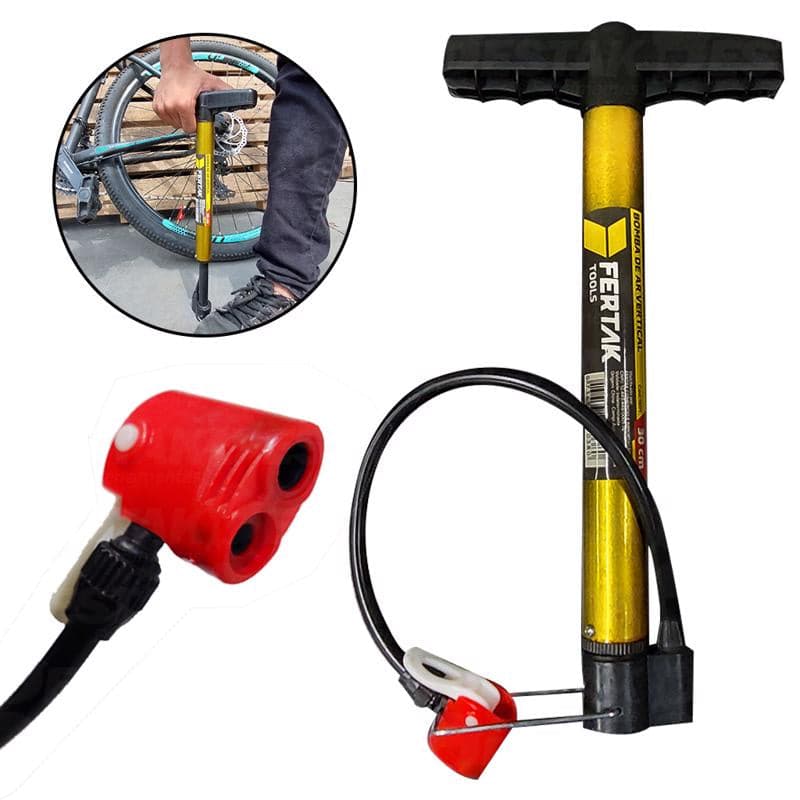 BOMBA DE AR VERTICAL PLASTICA DE MÃO 30CM FERTAK Destak Ferramentas