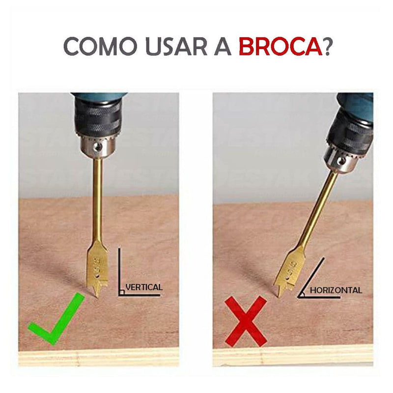JOGO COM 6 BROCAS CHATAS P/ MADEIRA TITANIUM Destak Ferramentas