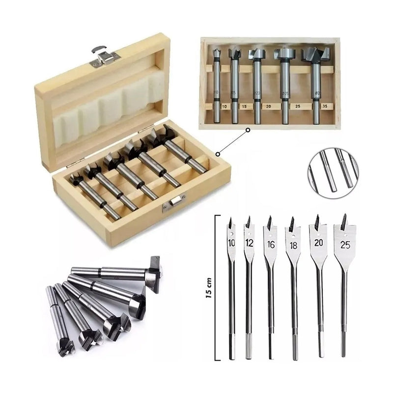 Kit Jogo Fresas Brocas Madeira Tipo Forstner 10 - 35MM Marcenarias Ref. 7044055