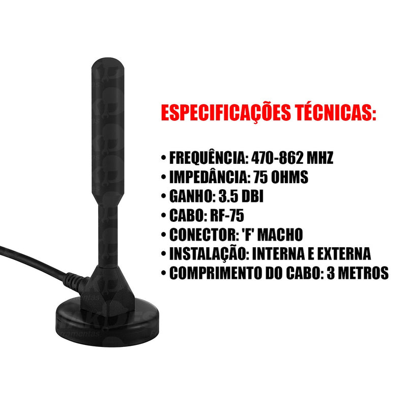 Antena Digital Universal 4 Em 1 Sinal Digital E Analógico