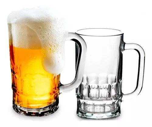 Caneca de Chopp de Vidro 360ml Resistente Para Bar Eventos Restaurante