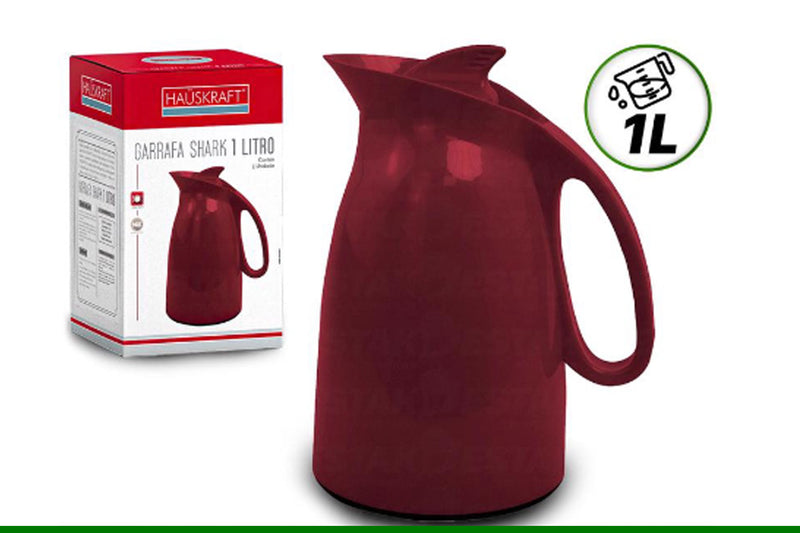 Garrafa De Café Térmica Quente E Frio Shark 1L Com Parede Dupla De Vidro
