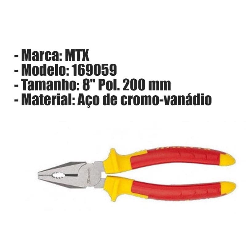 ALICATE UNIVERSAL VDE ALTA TENSÃO 8” (200 MM) MTX