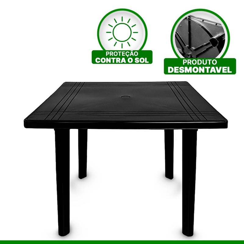Mesa Quadrada Preta Desmontável