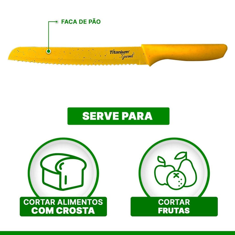 JOGO DE FACAS 6 PEÇAS AMARELO PREMIUM Destak Ferramentas