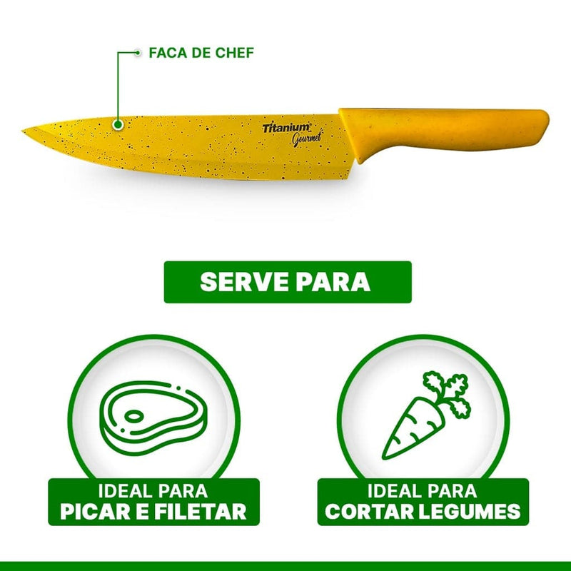 JOGO DE FACAS 6 PEÇAS AMARELO PREMIUM Destak Ferramentas