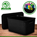 Caixa Organizadora Rattan Preto 40 Litros C/ Tampa 25603 Arqplast