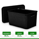 Caixa Organizadora Rattan Preto 40 Litros C/ Tampa 25603 Arqplast