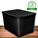 Caixa Organizadora Rattan Preto 40 Litros C/ Tampa 25603 Arqplast