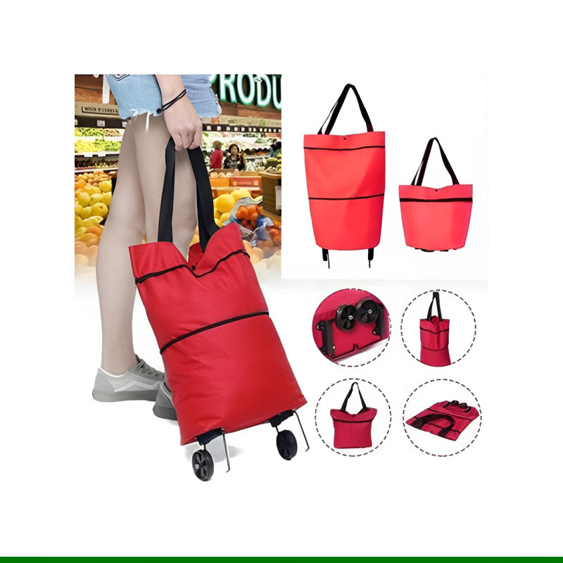 Kit Carrinho De Compras Dobrável 10kg e 7kg Sacola Com Rodinha Reforçado - Snel