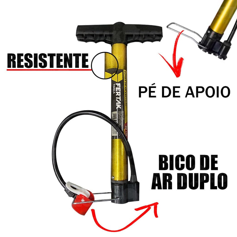 BOMBA DE AR VERTICAL PLASTICA DE MÃO 30CM FERTAK Destak Ferramentas