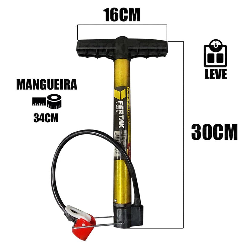 BOMBA DE AR VERTICAL PLASTICA DE MÃO 30CM FERTAK Destak Ferramentas