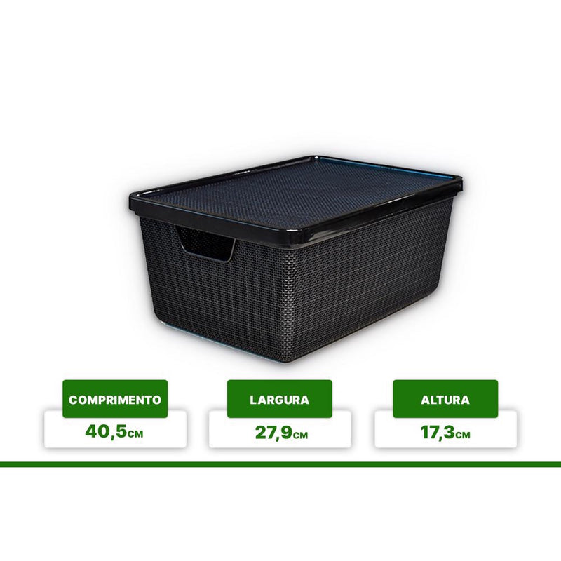 Organizador Jutta Com Tampa 16Lts Preto