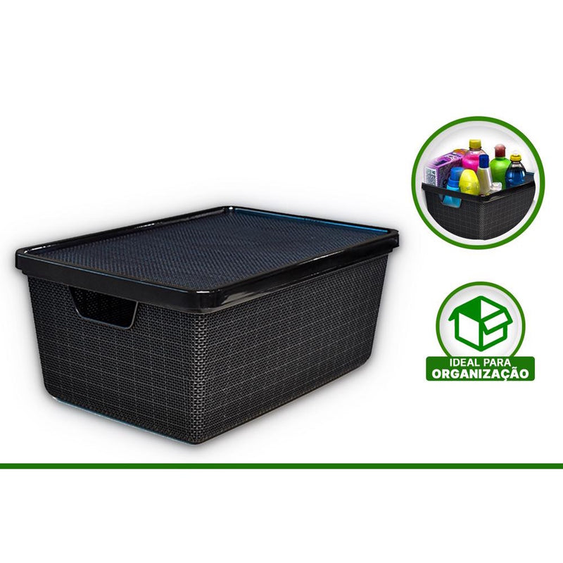 Organizador Jutta Com Tampa 16Lts Preto